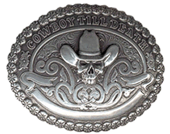 Cowboy till Death silver look buckle